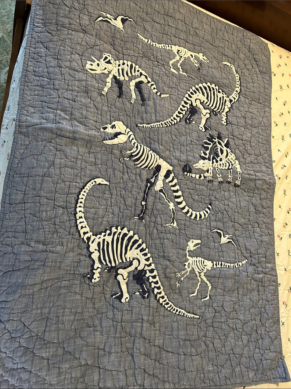 Skeleton Dinosaur Toddler Quilt
